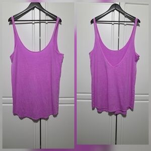 Victoria's Secret Womens Pink Deep V-Back Tank Top Campus Logo Dog Lightweight